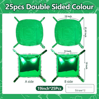 NISOCY 25PCS Metallic Green Square Foil Balloons Wall Backdrop | Double Sided - Image 2