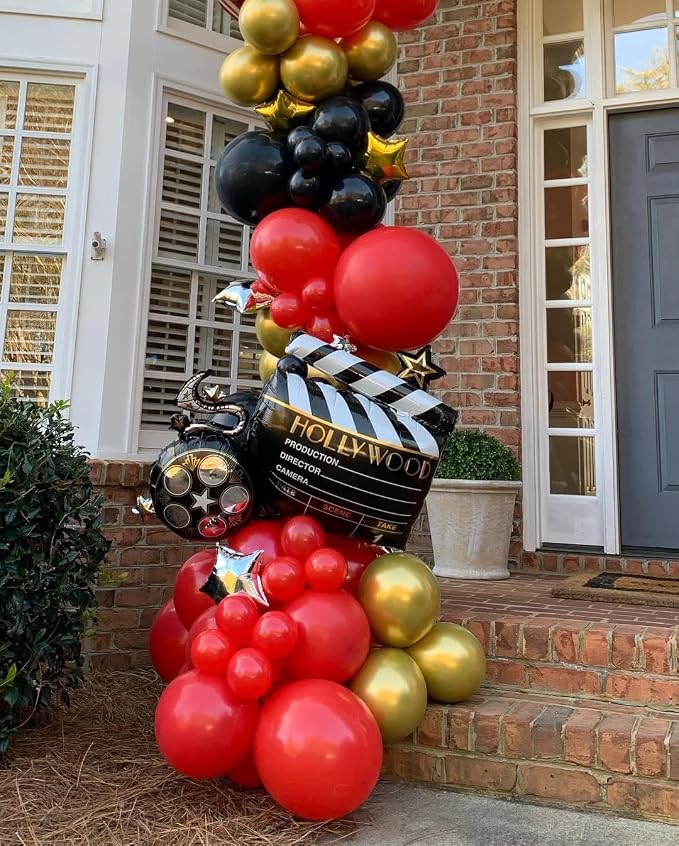153Pcs Red and Black Gold Balloons Garland Arch Kit - Image 8