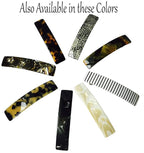 French Amie Oblong Silver Onyx Handmade 3.5 Inches Strong Grip Celluloid Silver Grey Onyx Automatic Hair Clip Hair Barrette - Long Lasting (Silver Onyx) by French Amie