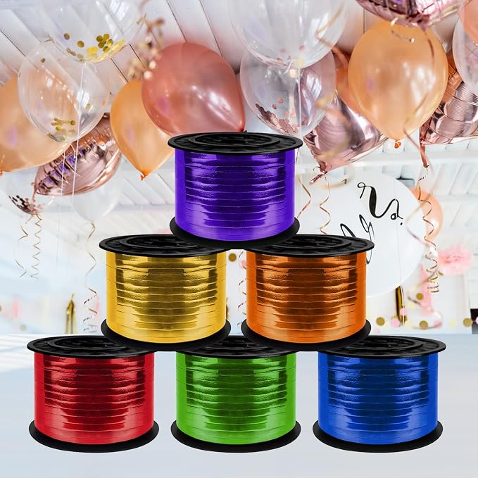 1/5 Inch Curling Ribbon, Set-600 Yards Shiny Rainbow Ribbon, 6 Assorted Colors - Image 5