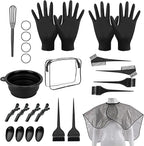 26PCS Hair Dye Coloring Kit, Professional Hair Bleach Kit, Hair Coloring Products, Gloves, Storage Bag, Rubber Band, Shawl, Clips, Brush, Bowl, Ear Cap, Mixing Spoon, Black