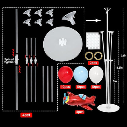 4 Sets Airplane Birthday Party Balloons Stand Kit - Image 2