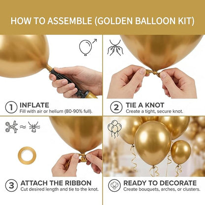 40pcs Metallic Gold Balloons 12 Inch, Shiny Chrome Gold Balloons | Balloons - Image 3