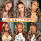 34 Inch Highlight Ombre Lace Front Wig Human Hair 13x6 HD Lace Body Wave Frontal Wigs Human Hair 180% Density P4/27 Colored Lace Front Glueless Wigs Human Hair for Black Women