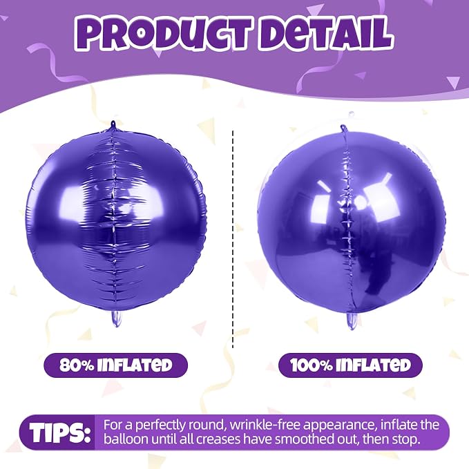 12Pcs Purple Round Balloons Foil, Large Metallic Purple Balloons - Image 9