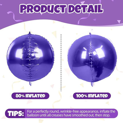 12Pcs Purple Round Balloons Foil, Large Metallic Purple Balloons - Image 9