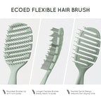 Detangler Hairbrush, Soft Bristle Detangling Brush for Straight, Wavy, Curly and Fine Hair, Dry and Wet, Quick Smoothing for Women and Men, Eco-Friendly & Sustainable Material (Green)