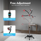 5 Head Infrared Light Heat Therapy Red Lamp, Salon Hair Steamer Perming Dyeing Adjustable Height Machine with Rolling Wheels, Infrared Dryer Hair Drying Care, Standing Infrared Heater (Black)