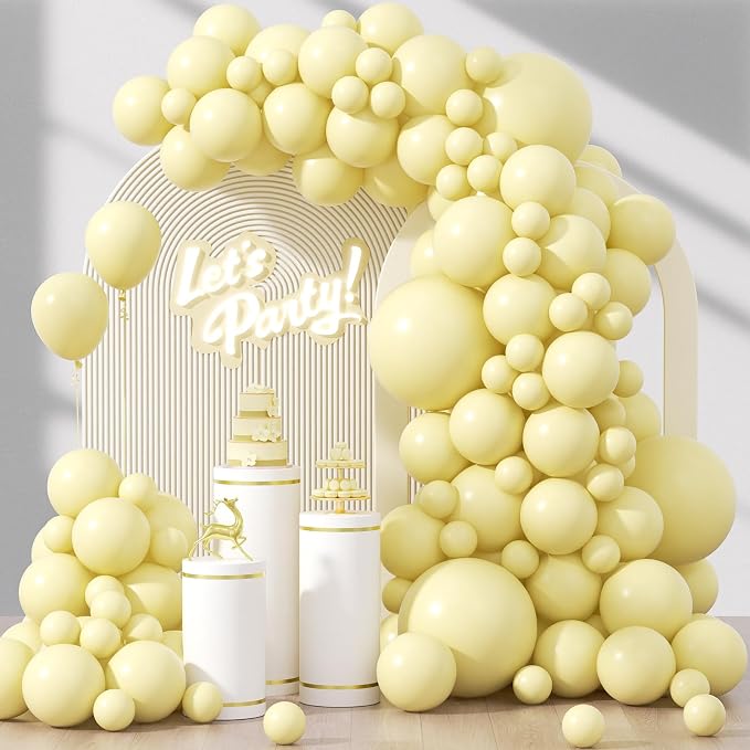 Awenztech 122pcs Pastel Yellow Balloons Different Sizes 18 12 10 5 inch Light by Awenztech