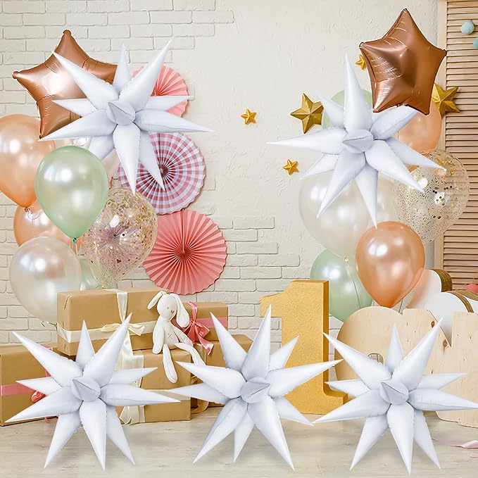 60 Pcs Star Balloons Explosion 12 Point Foil Cone Balloons Magic Balloon Large - Image 3