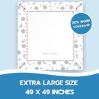 60 Pack Disposable Splat Mats by Eli with Love - Extra Large 49"x49" 100% Waterproof Baby Splat Mat for Under High Chair - Plastic Mat Liner for Floor - Protect from Spills (Moon & Stars, 60 Pack)