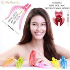 RC ROCHE 6 Pcs Flat Hair Clips Big Claw for Thick Hair French Duckbill Women No Slip Side Slide Curved Alligator Concord Strong Grip Hold Volume Lay Down Clamp, Small Rainbow Multicolor