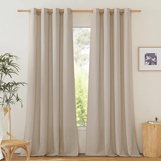 NICETOWN Rustic Linen 132 inch Long Curtains by NICETOWN