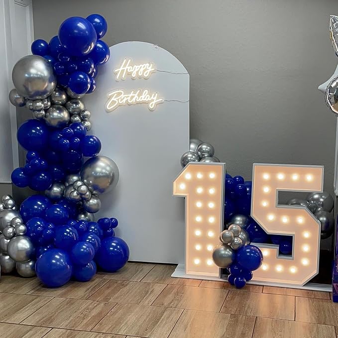 140Pcs Blue and Silver Balloon Garland Arch Kit - Image 3