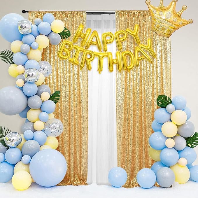 PartyDelight Gold Sequin Backdrop Curtains 2x8ft 4 Panels | Sparkly 3mm sequins - Image 5