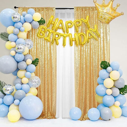 PartyDelight Gold Sequin Backdrop Curtains 2x8ft 4 Panels | Sparkly 3mm sequins - Image 5