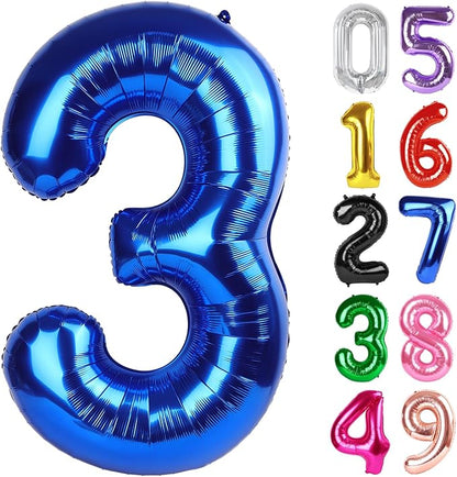 Navy Blue Number 3 Balloon 40 Inch, 3rd Birthday Decorations Men Women | Foil by IWERP