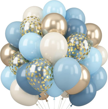 HILAVO Dusty Blue Balloons 12 Inch Pastel Fog Blue Slate White Sand Metallic by HILAVO