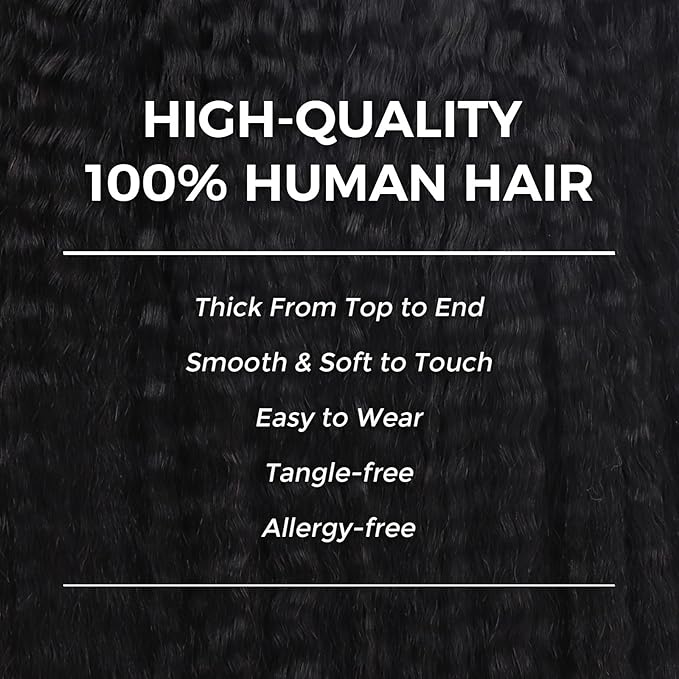 Lashey Seamless Clip in Hair Extensions Human Hair Kinky Straight 130g 9pcs 18 Inch Natural Black Invisible PU Weft Clip in Hair Extensions for Women