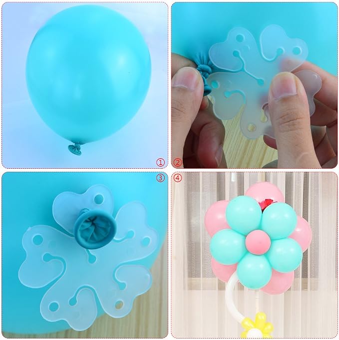 baotongle 50 pcs Portable Flower Shape Balloon Clips Holder - Image 5