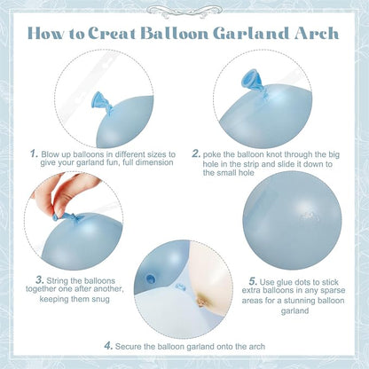 Dusty Blue Gold Balloon Garland Arch Kit - Image 6