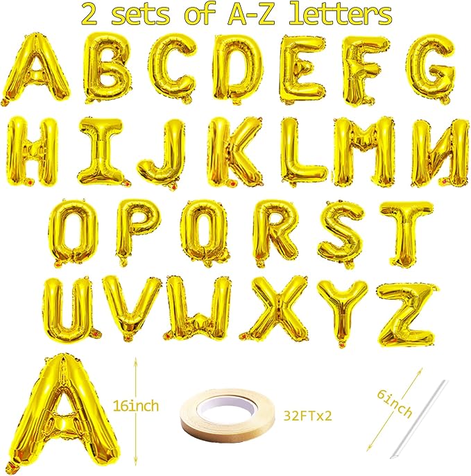 52 Pieces 16 Inches A-Z Letter Balloons – 2 Sets of Alphabet Mylar Balloon - Image 2