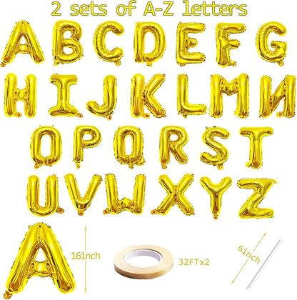 52 Pieces 16 Inches A-Z Letter Balloons – 2 Sets of Alphabet Mylar Balloon - Image 2