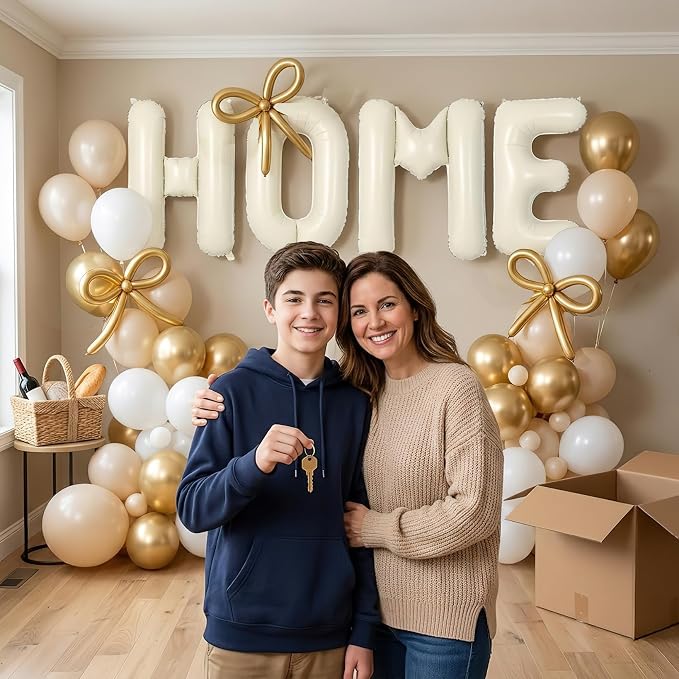 40 Inch Giant HOME Letter Balloons Decor Kit Boho Cream White Champagne Gold - Image 5