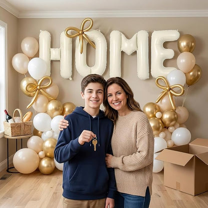 40 Inch Giant HOME Letter Balloons Decor Kit Boho Cream White Champagne Gold - Image 5
