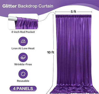 gogoparti 20x10FT Purple Sequin Backdrop Curtain - Image 6