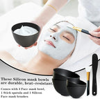 4Pcs Silicone Mixing Bowl DIY Hair Color Mixing Bowls for Home Salon Spa Face Skin Applicator Bowl, Black