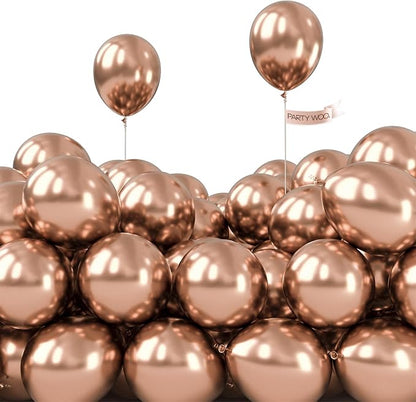 PartyWoo Metallic Rose Gold Balloons 50pcs Chrome Champagne Gold Color | 5 Inch by PartyWoo