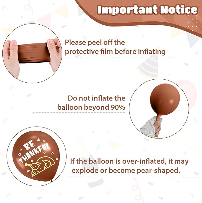 Thanksgiving Balloons, 12 Inch Brown Yellow Burnt Orange Coffee White Pumpkin - Image 3