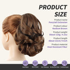 Brown Ponytail Extension,9" Short Curly Wavy Claw Clip in Ponytails Hair Extensions Natural Soft Synthetic Hairpiece for Women