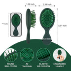 RHOS Mini Hair Brush for Women,Men and Kids-Travel Size Hair Brush for Purse,Pocket,backpack-Small Cushion Paddle Brush with Soft Bristles-Mini Detangler Brush for All Hair Types(1 Pack-Green)
