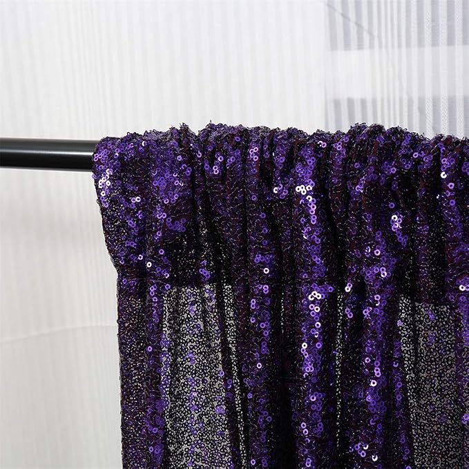 Eternal Beauty Purple Sequin Backdrop Curtains, 2 Panels 2x8FT | 3mm Sparkle - Image 7