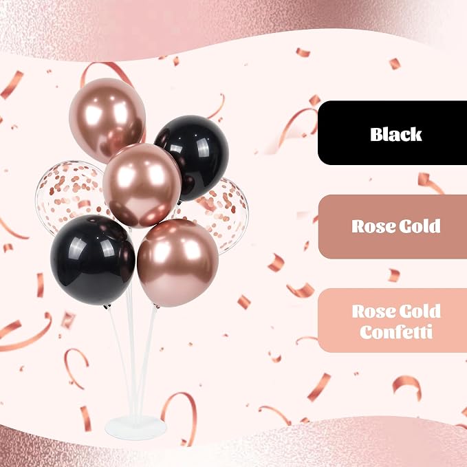 60pcs Rose Gold and Black Balloons 12inch - Image 4