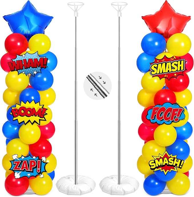 Realspring 2 Set Hero Themed Party Decorations Adjustable Red Yellow Blue by Realspring