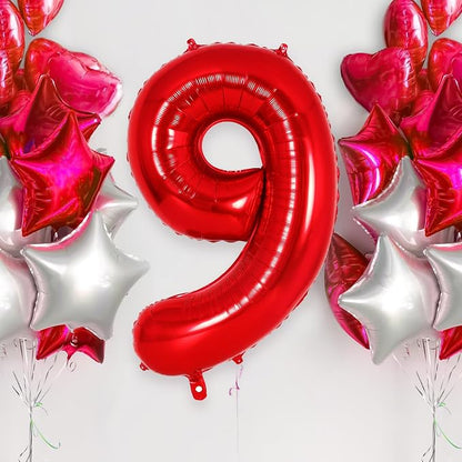 Red Number 9 Balloon 40 Inch, Big Large Foil Helium Number Balloons, Jumbo - Image 2