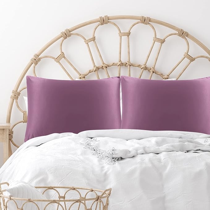 uxcell 2 Pack Silk Satin Pillowcase for Hair and Skin, Cool, Silky, Soft Breathable Pillow Cases Standard Size 20x26 Inch Sateen Pillowcase Mauve with Envelope Closure