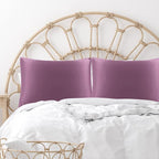 uxcell 2 Pack Silk Satin Pillowcase for Hair and Skin, Cool, Silky, Soft Breathable Pillow Cases Queen Size 20x30 Inch Sateen Pillowcase Mauve with Envelope Closure