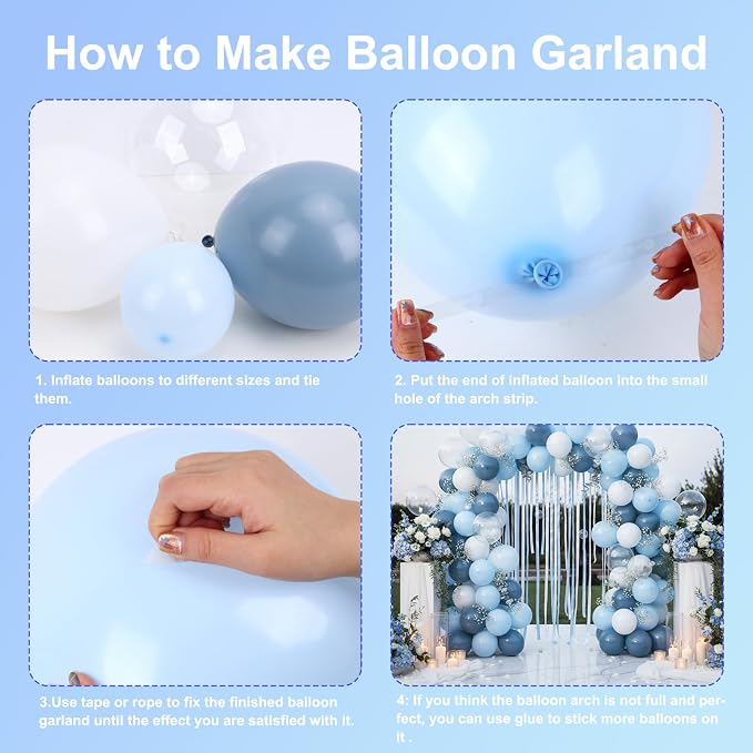 RUBFAC Dusty Blue Balloons Garland Arch Kit - Image 4