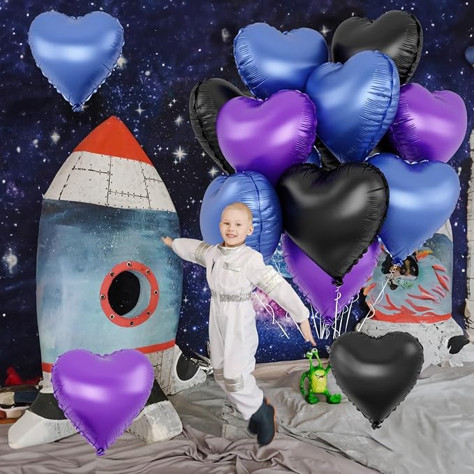 Blue Purple Heart Balloons - Image 3