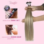 YoungSee K Tip Hair Extensions Real Human Hair Ombre Light Brown and Blonde Ktip Real Hair Extensions 1G/S 50G 22In