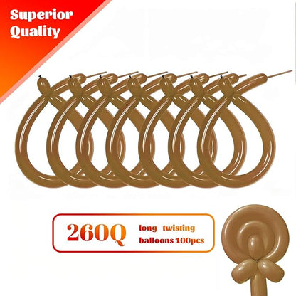 260 Coffee Brown Long Balloons for Balloon Garland Thickening Skinny Latex - Image 2