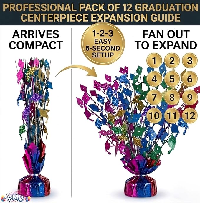 PMU 12 Pcs Multicolor Graduation Balloon Weights, Graduation Centerpieces - Image 6