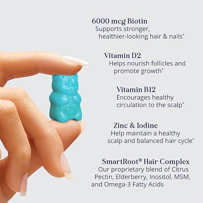 SugarBearPro Hair Vitamin Gummy 3 Month Supply Extra Strength Biotin 6000mcg, Growth for Men & Women, Vegan Vitamin B12, MSM, Inositol, Omega 3, Elderberry, Certified Kosher, Halal, Cruelty-Free