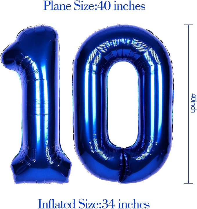 40 Inch Navy Blue Big Number 10 Balloon 0-9 Large Helium | Royal Blue Balloons - Image 6