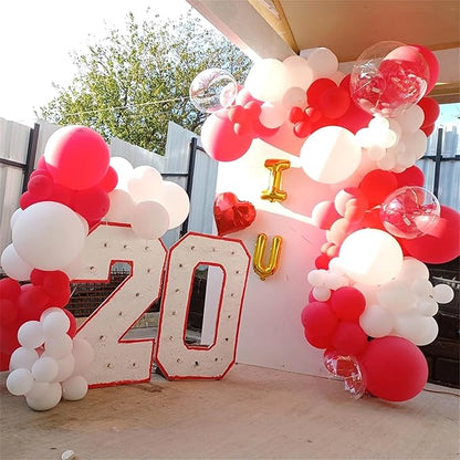 Red White Balloons Set, 35 Pack 12 Inch Red White Confetti Latex Party Helium - Image 6