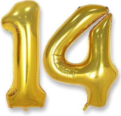 AULE 40 Inch Gold 14 Balloon Number Foil 0-9 Birthday Big Numbers | Birthday by AULE